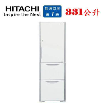上揚家電-日立變頻琉璃三門冰箱331公升(RG36B/RG36BL)